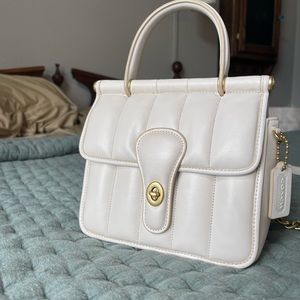 Coach 1941 Willis Top Handle 18 with Quilting Brass/Chalk Nappa Cross Body